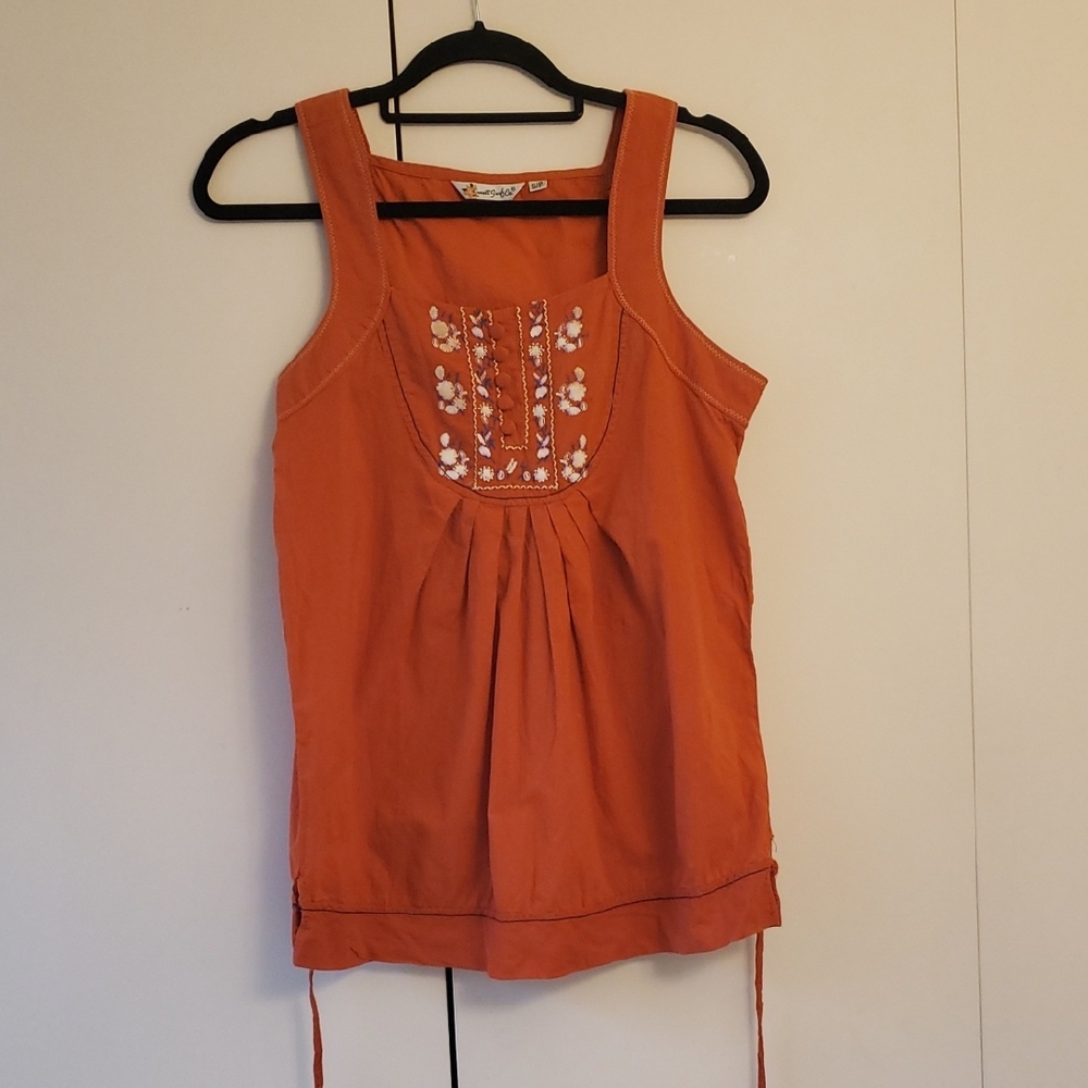 Orange Embroidered Women's Top